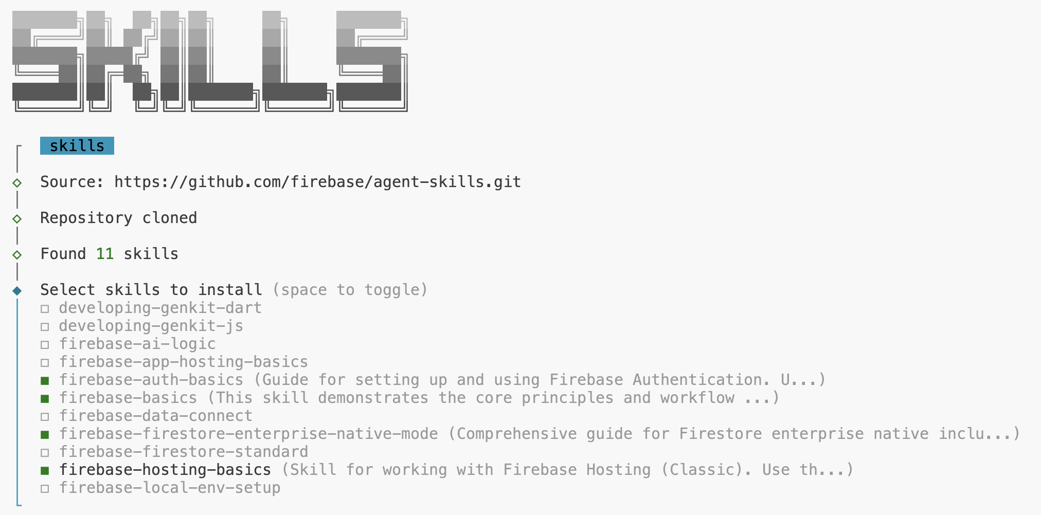 Vier Firebase-Skills auswählen