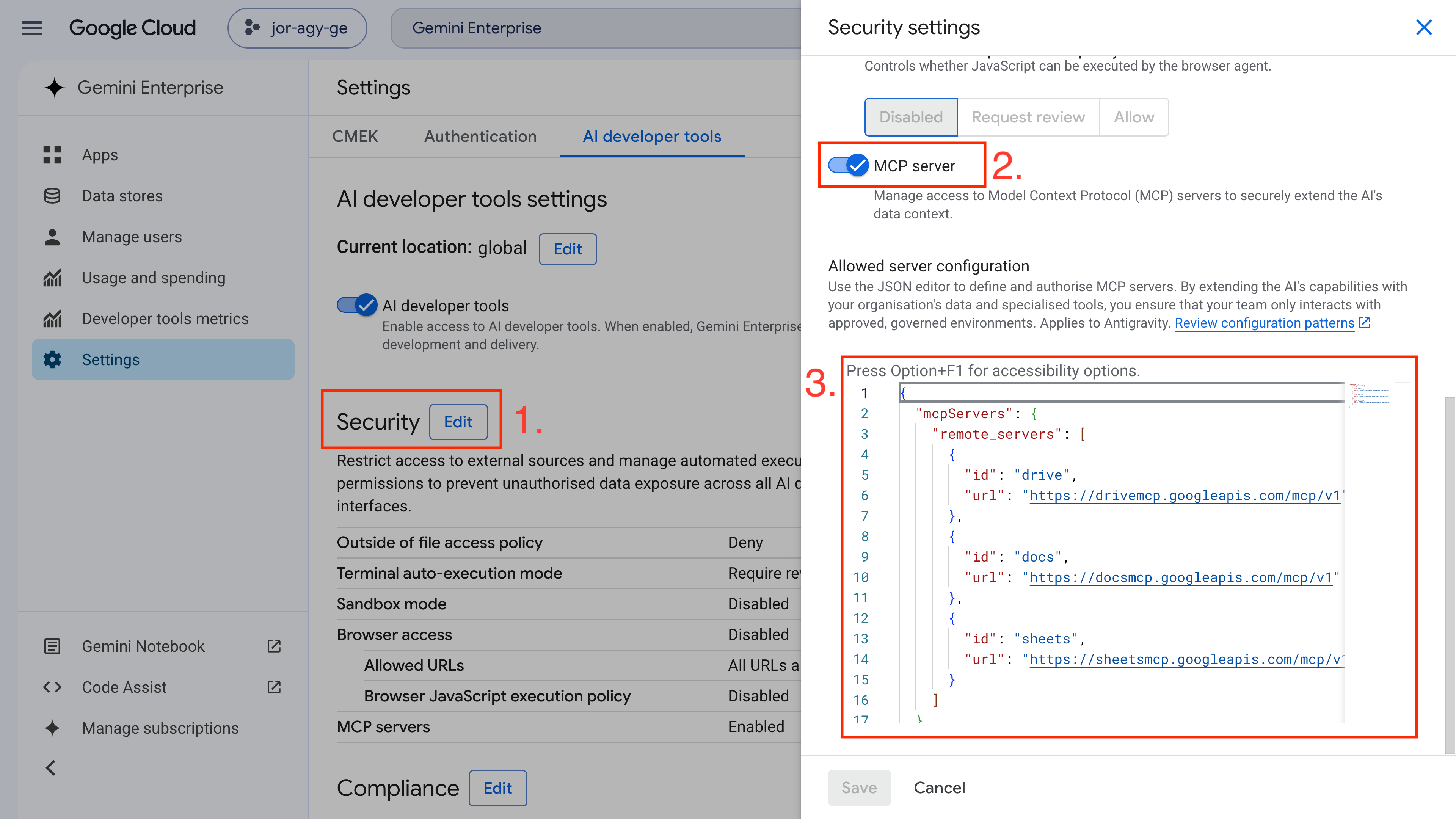 Enable Workspace MCP Servers