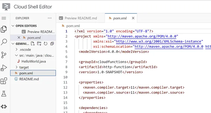 New Java Cloud Function application project structure