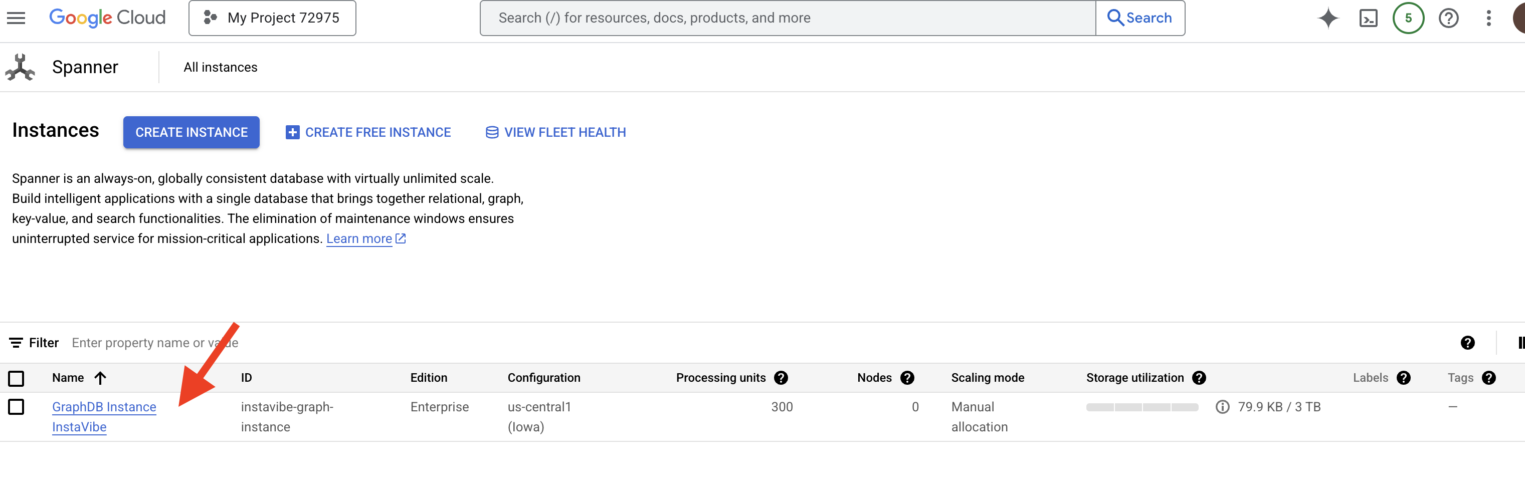 อินสแตนซ์ Spanner