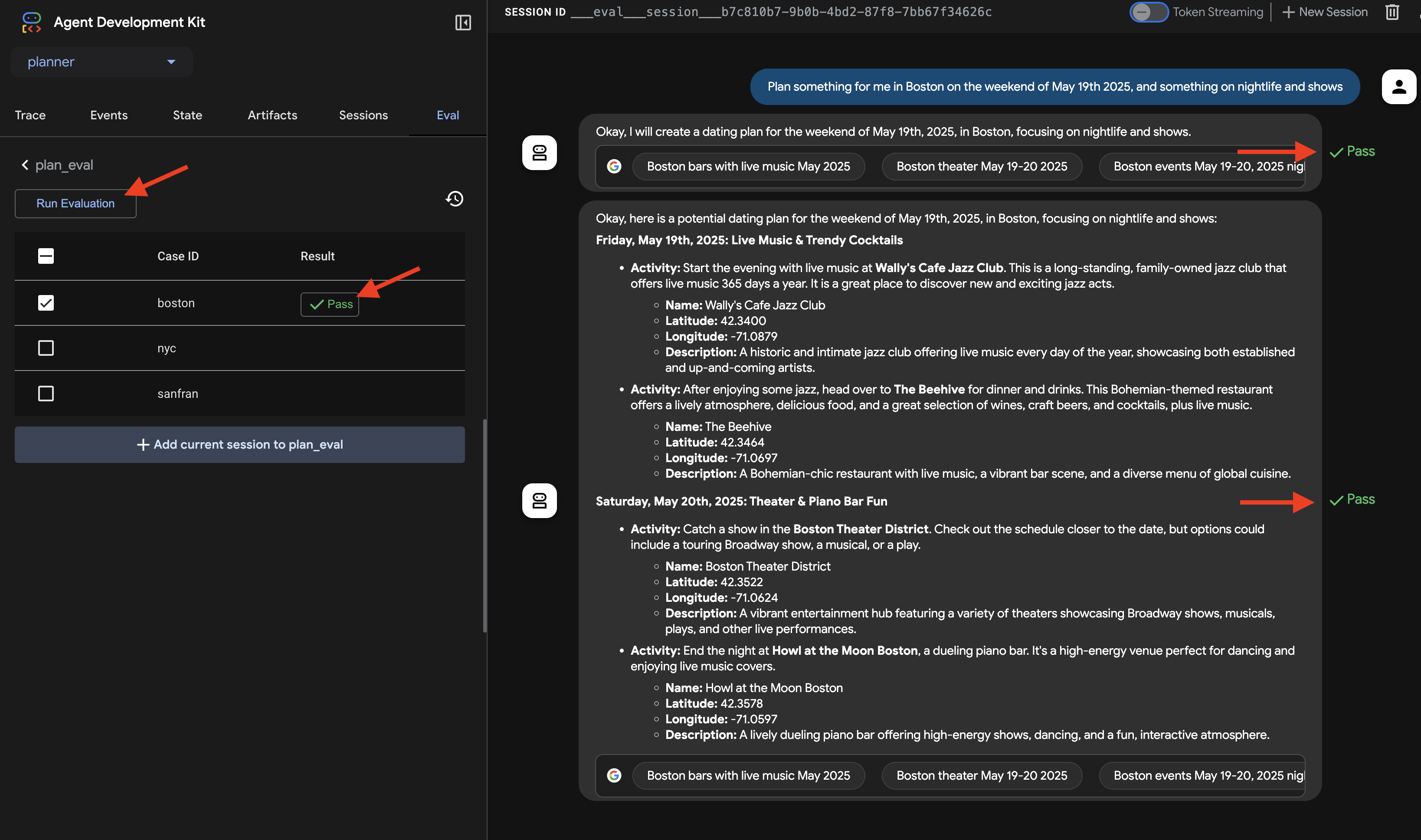 adk dev ui evaluation