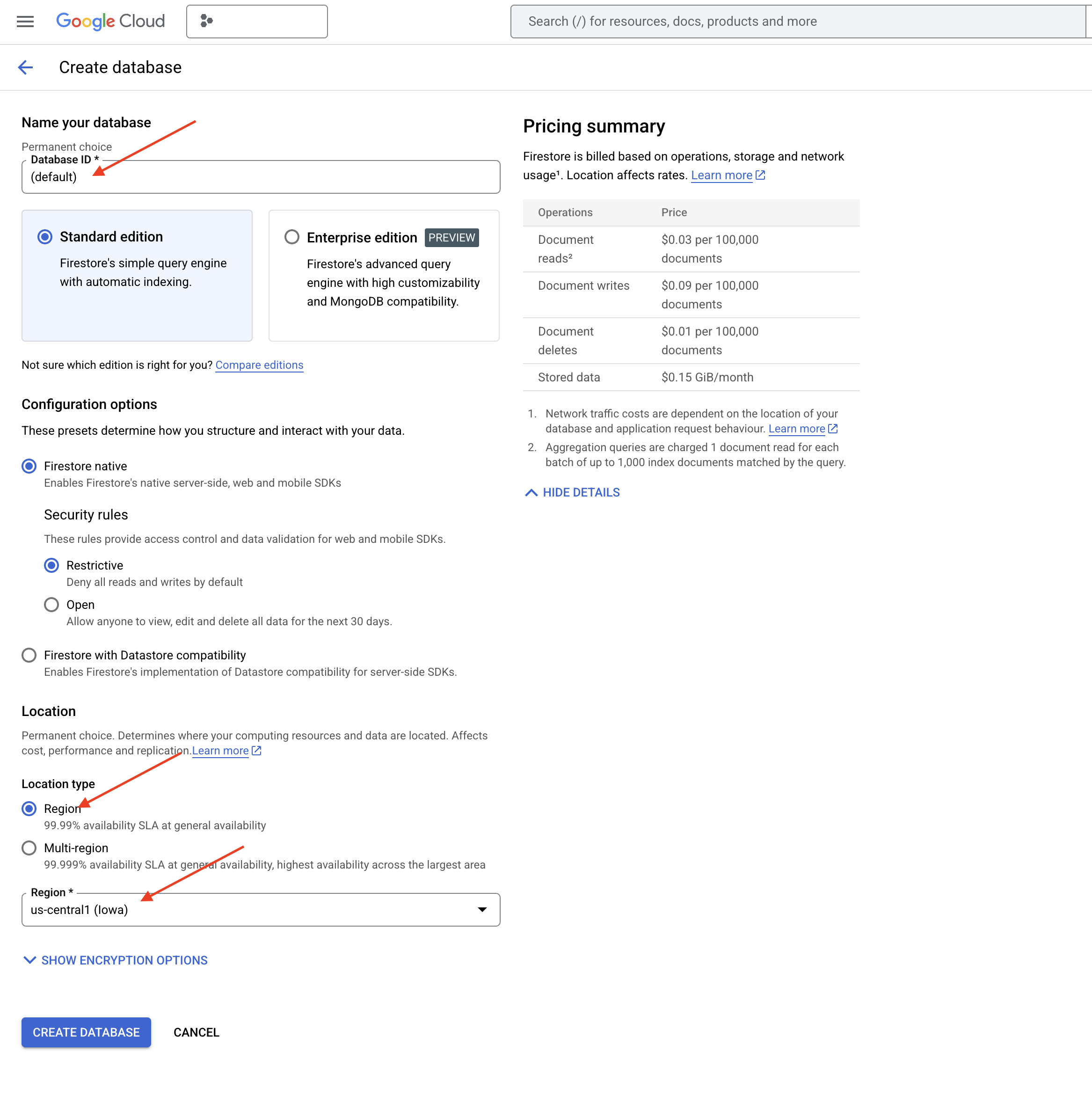 Base de datos de configuración