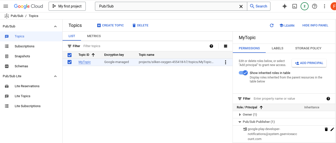 A configured topic Click Save to complete the topic set up.