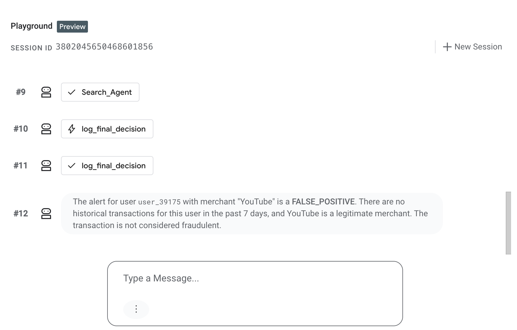 สนามเด็กเล่นของ Vertex AI Agent Engine