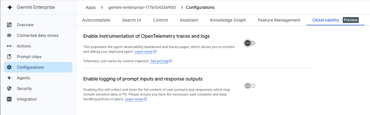 Enable observability