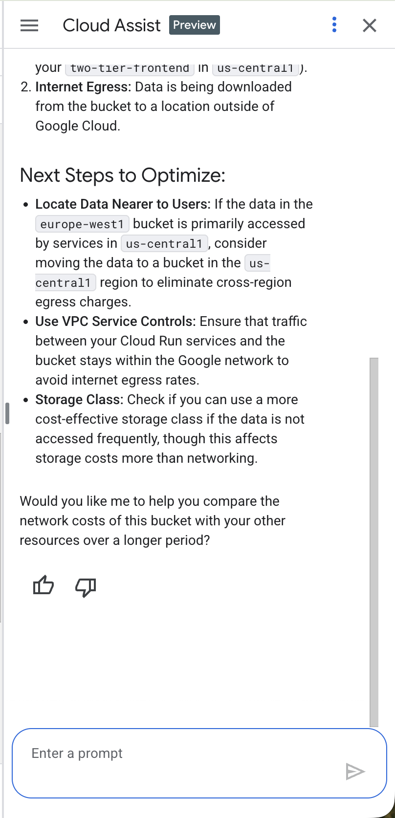 Gemini Cloud Assist से चैट करना