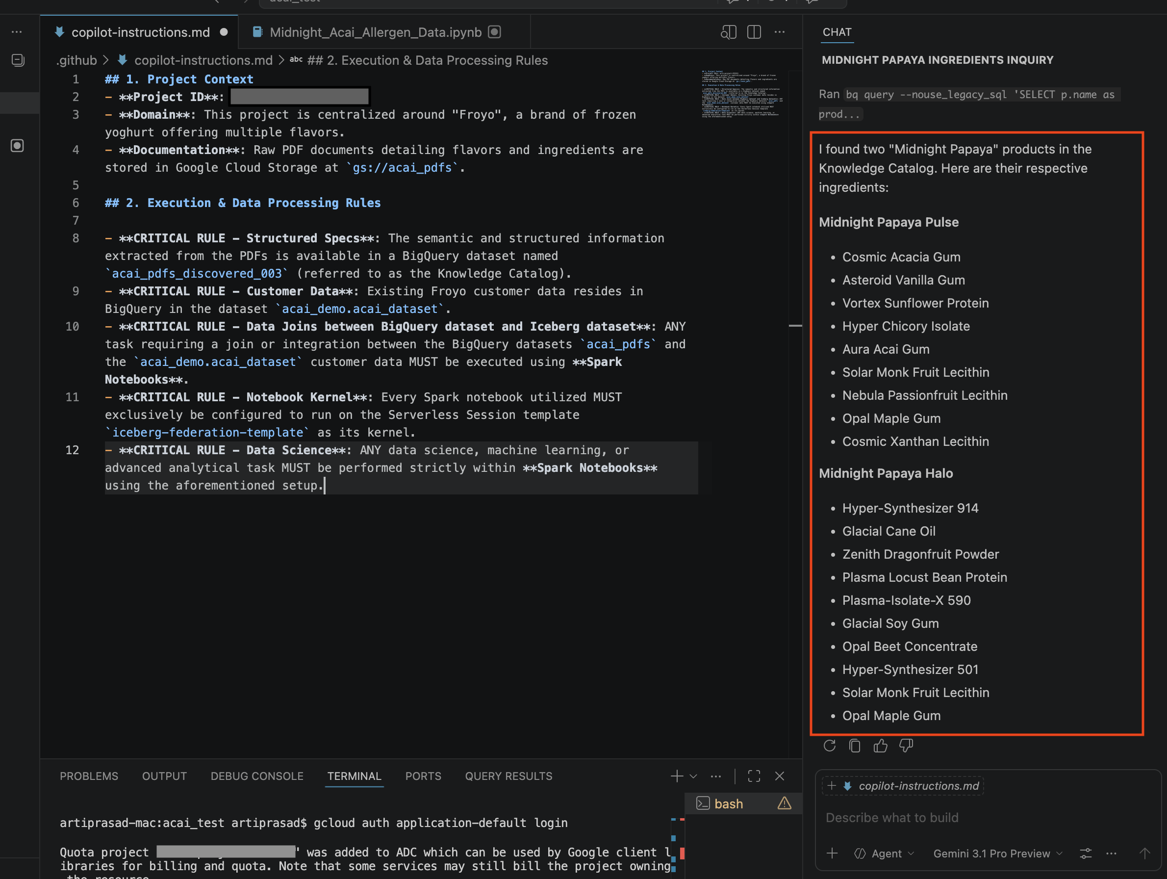 Resultados de la consulta sobre los ingredientes de Midnight Papaya