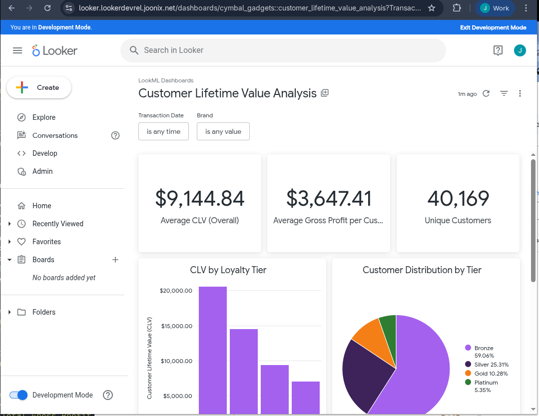 Screenshot dasbor baru