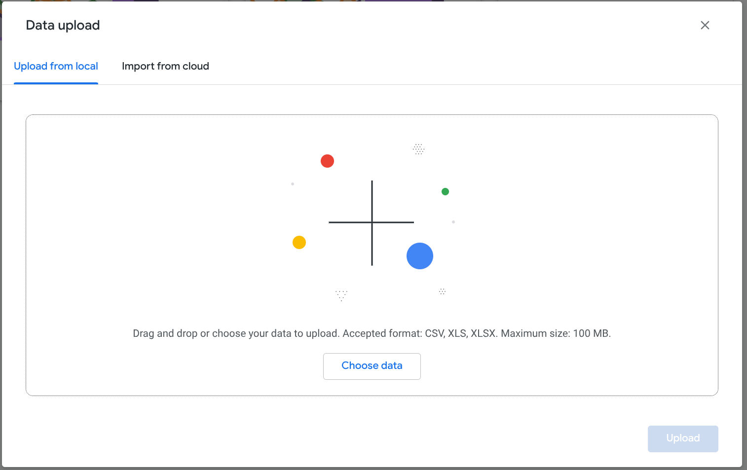データ アップロード画面のスクリーンショット