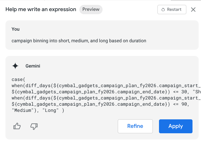 Screenshot of generated expression