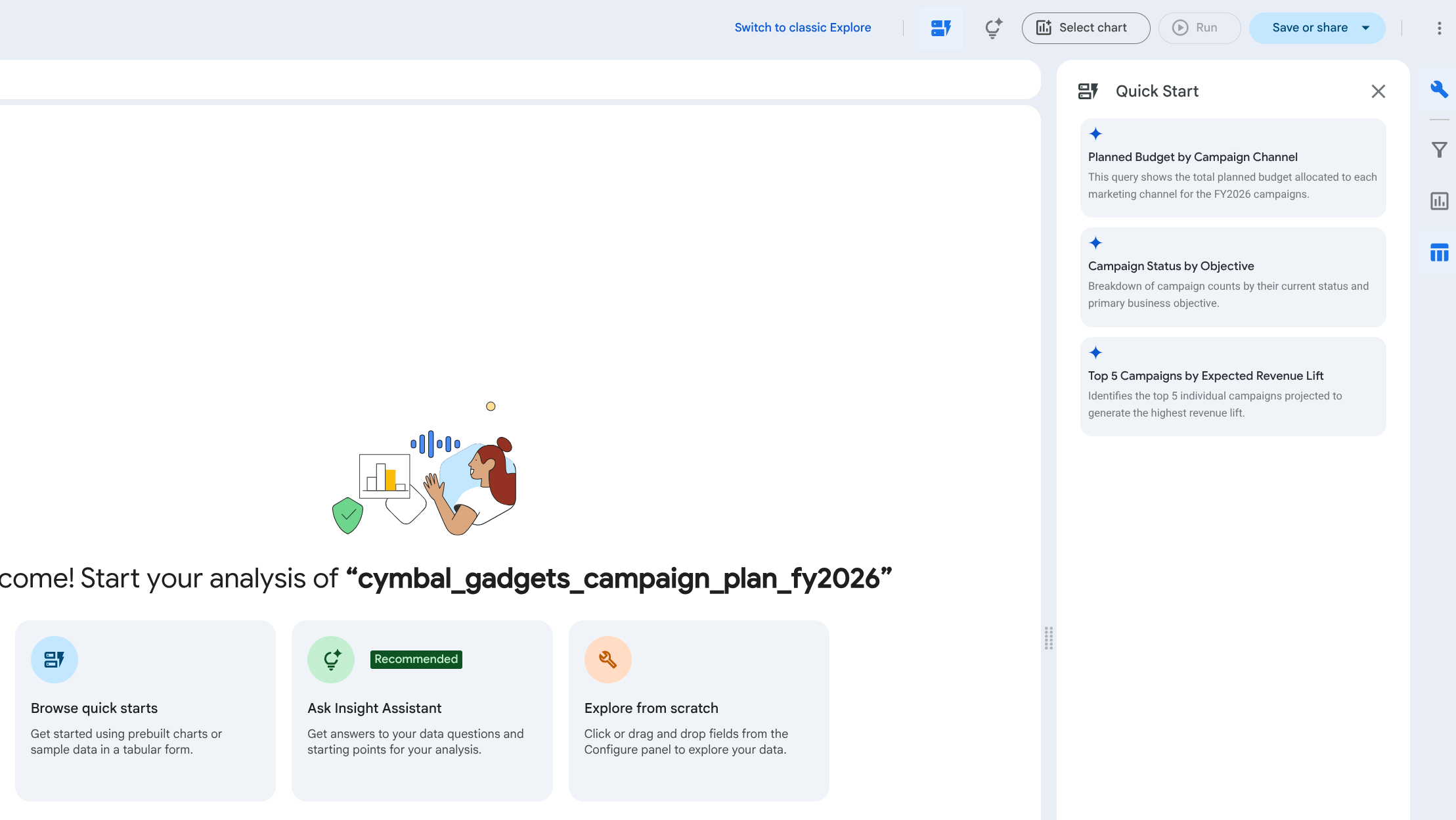 Screenshot delle opzioni di avvio rapido
