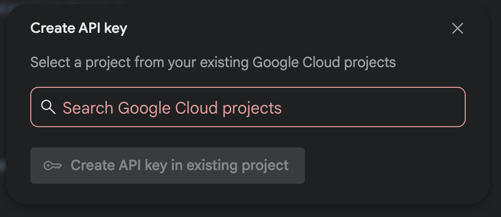 Choose the new project
