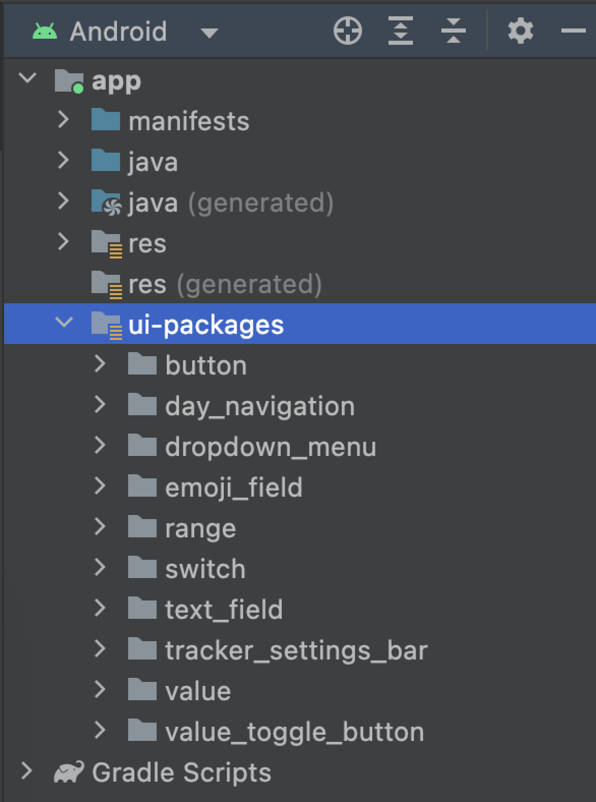 התיקייה ui-packages