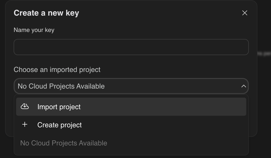 Choose the new project
