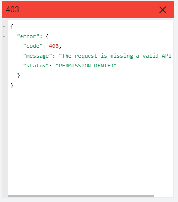 Réponse 403 pour une requête dont les identifiants sont manquants.
