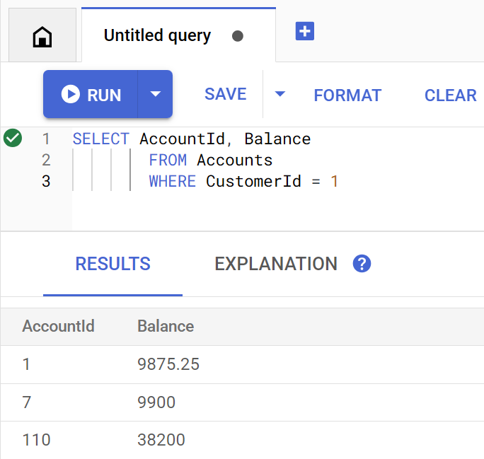 eseguire query manualmente sul saldo