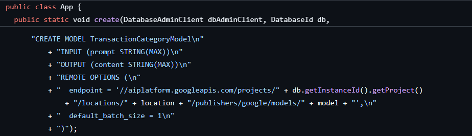create model statement