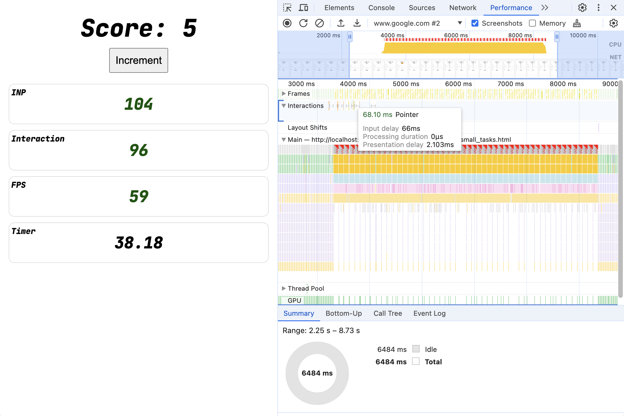 Multiple interactions, but all the scheduled work has been broken down into many smaller tasks