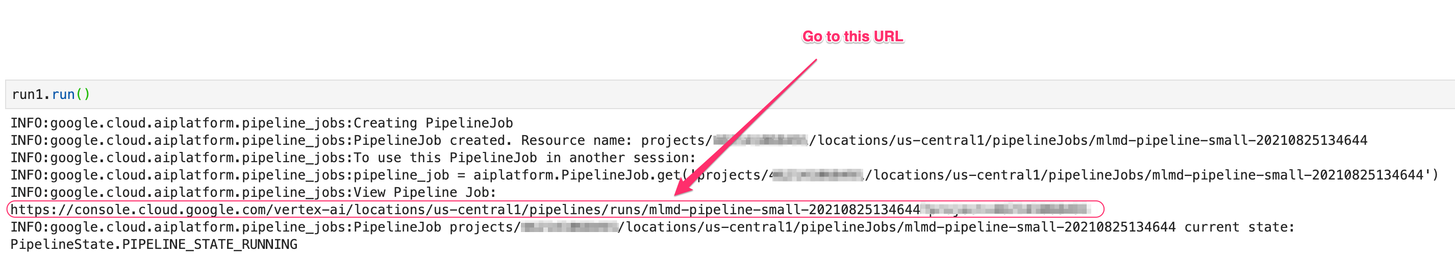 URL d'exécution du pipeline
