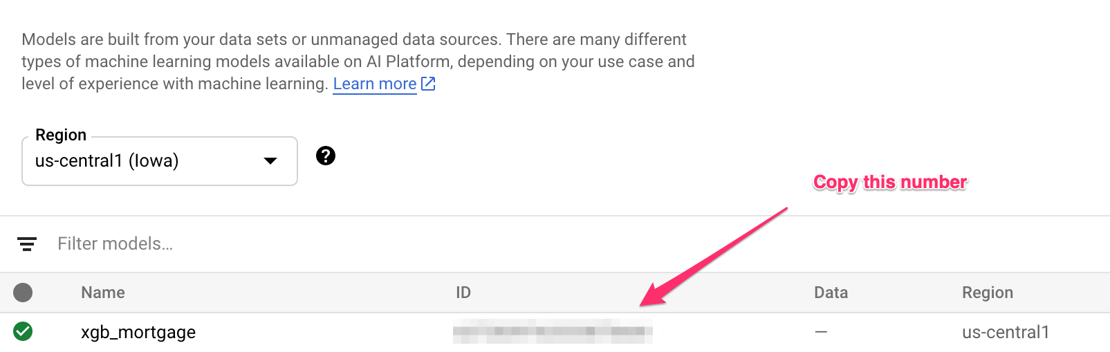 Obtenir l&#39;ID du modèle dans la console