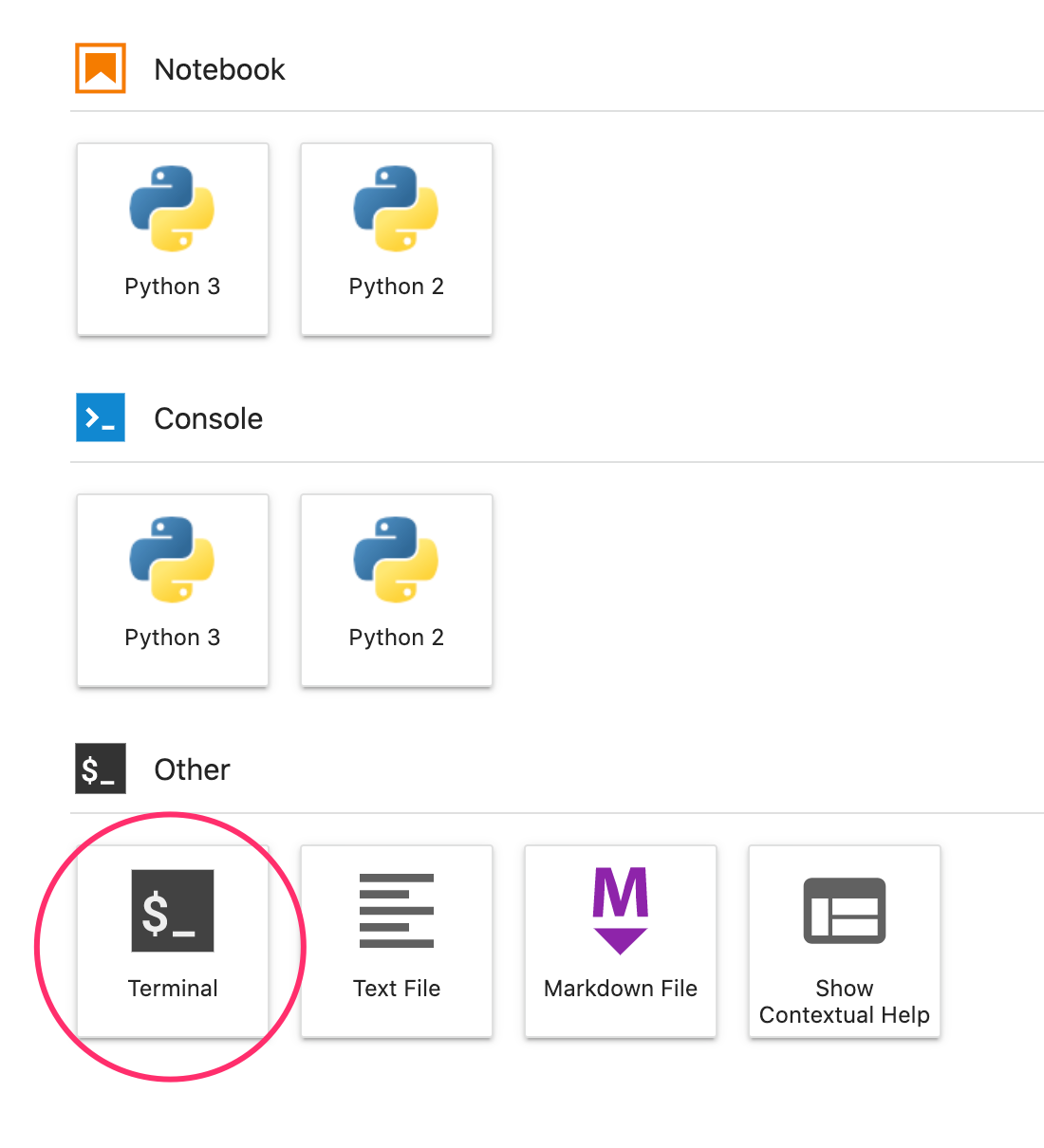 Membuka terminal di notebook