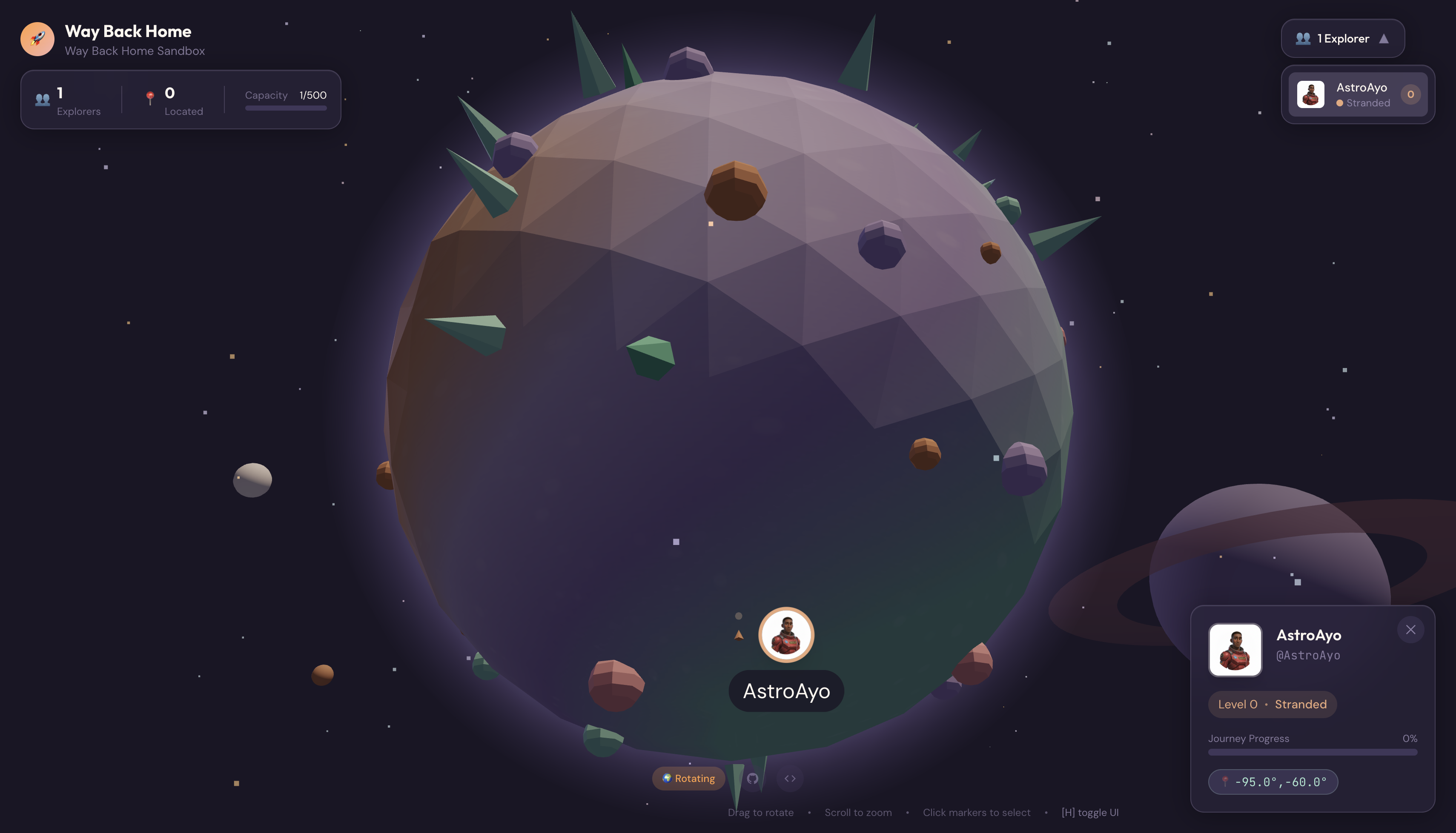 example avatar on map