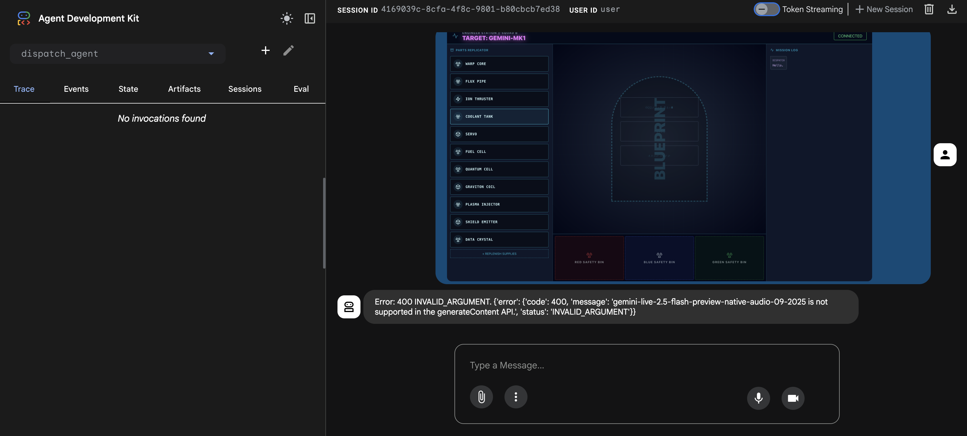 הודעת השגיאה הצפויה