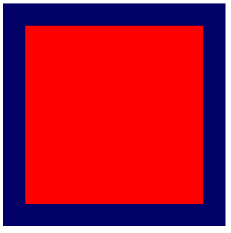 Un singolo quadrato rosso visualizzato con WebGPU